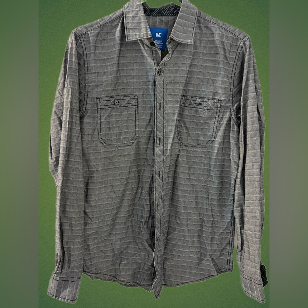 Michael Brandon Charcoal Checkered Shirt